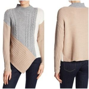 LAUREN HANSEN Asymmetrical Colorblock Sweater M!